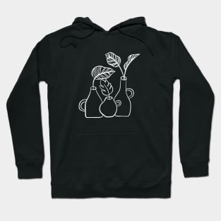 Tropical Pot Plants Line Art Drawing Hoodie